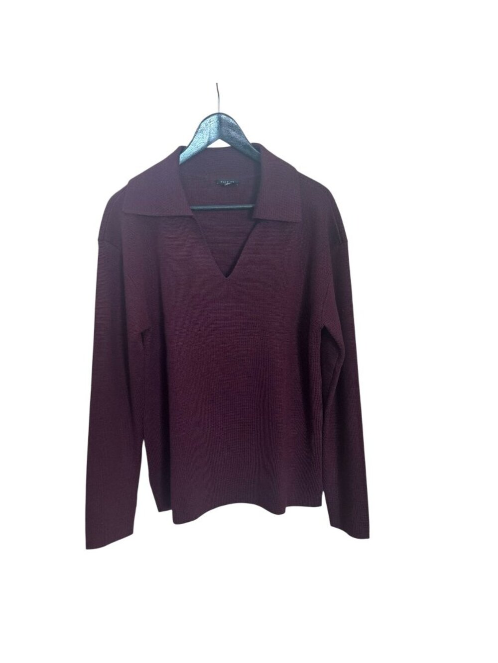 Talbots Dark Red Collared Long Sleeve Wool Blend Top Medium